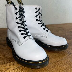 Dr Martens 1460 White Leather Lace Up Boots
